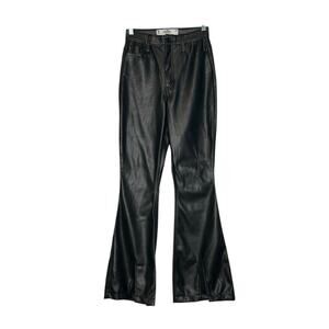 Hollister black faux leather high rise flare pants size 0